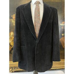 VTG Members Only 44L Black Wide Wale Corduroy 100% Cotton 2Btn Sport Coat Blazer